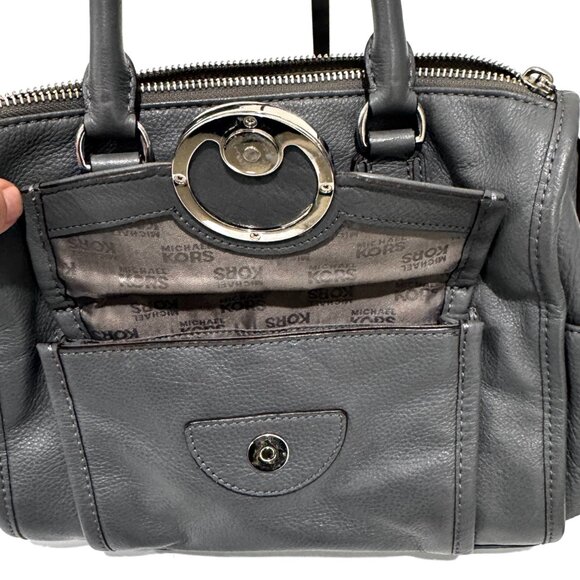 Michael Kors Margo Slate Grey Satchel Detachable Crossbody Strap EUC - Picture 12 of 13